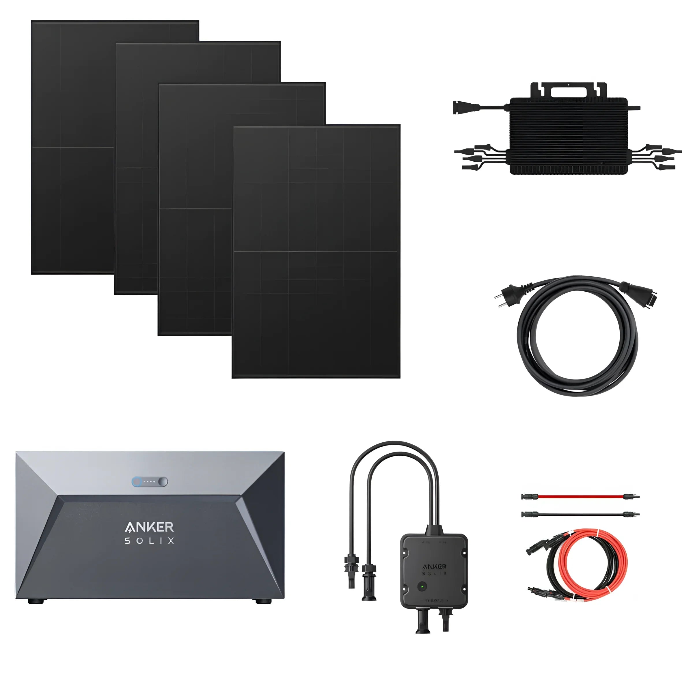 Solarpanels für 1780Wp Balkonkraftwerk mit hms-1600-4t Microinverter und Solix Solarbank E1600+17Y