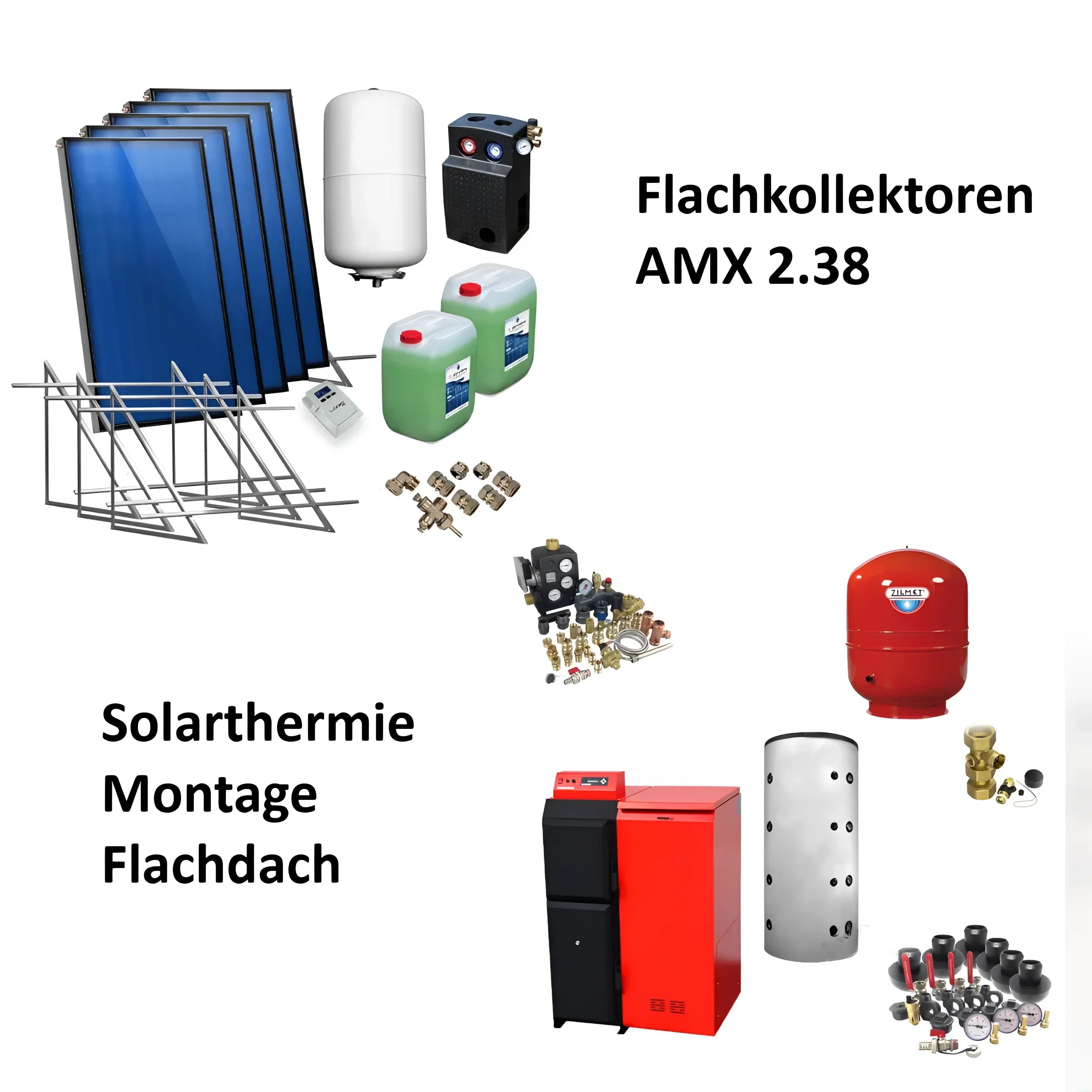 Sonnenwärmepumpen-Komponenten für Thermoflux 25/135 Plus Solarpaket mit Liter Hygienespeicher