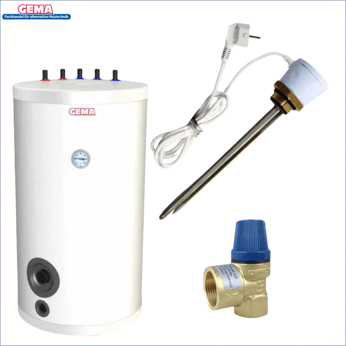 Weiße Brauchwasserspeicher 180 L mit Heizstab 3 kW und Zubehör