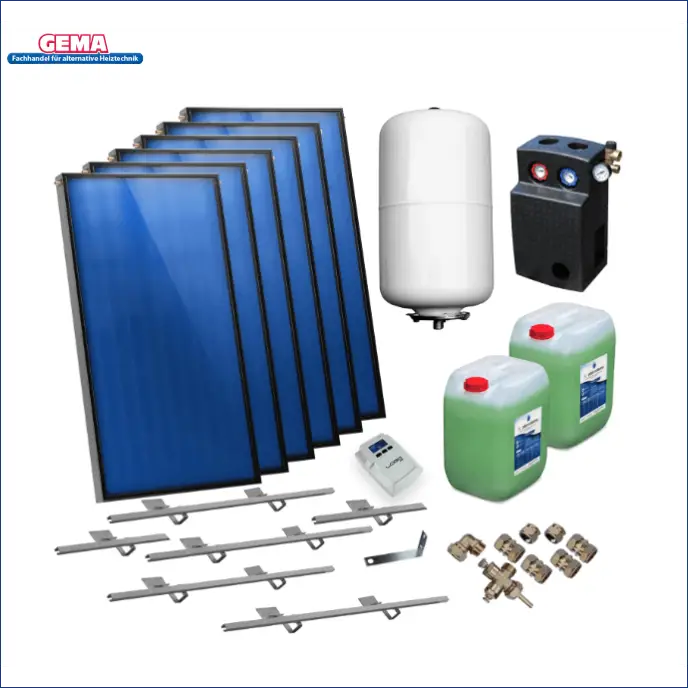 Solarpaket Flachkollektoren AMX 2.38 von Sunex 14.34 m² Schrägdach - GEMA Shop
