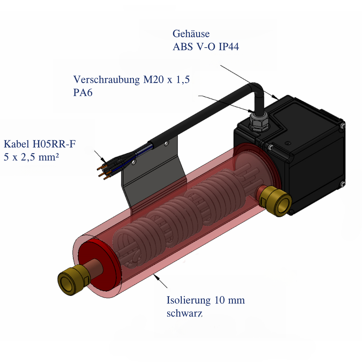 Elektroheizelement mit schwarzem Gehäuse für Durchlauferhitzer Zusatzheizung GEMA