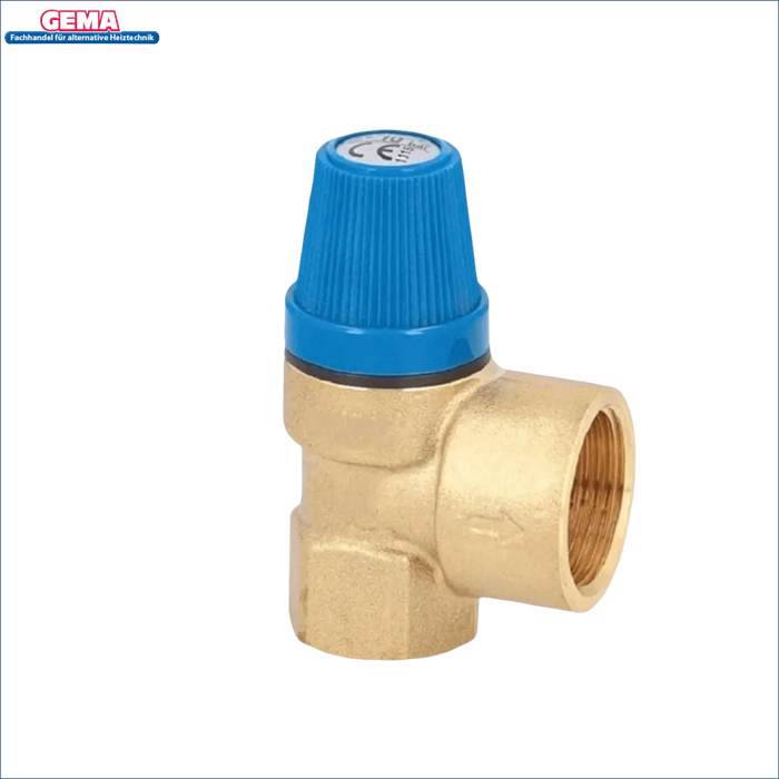 Brass Druckreduzierventil mit blauer Einstellknopf für Brauchwasserspeicher 180 L mit Heizstab