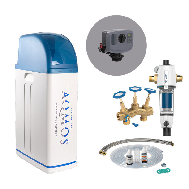 Sistem de dedurizare a apei AQMOS R2D2-48 Set cu filtru de spălare inversă, set de racordare și bloc de montaj