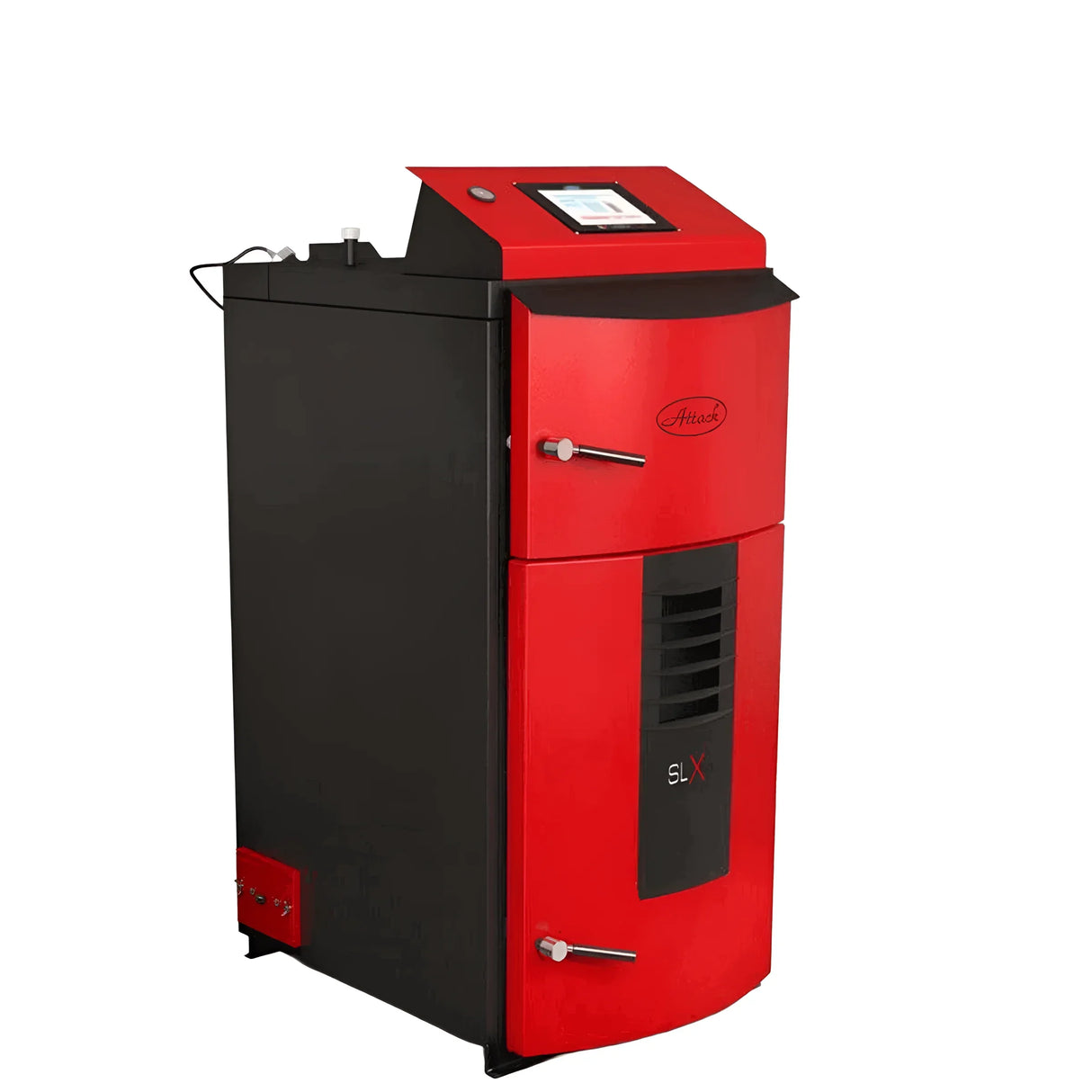 Komplettpaket Attack SLX Lambda Touch 35 kW plus Pufferspeicher mit Wärmetauscher.