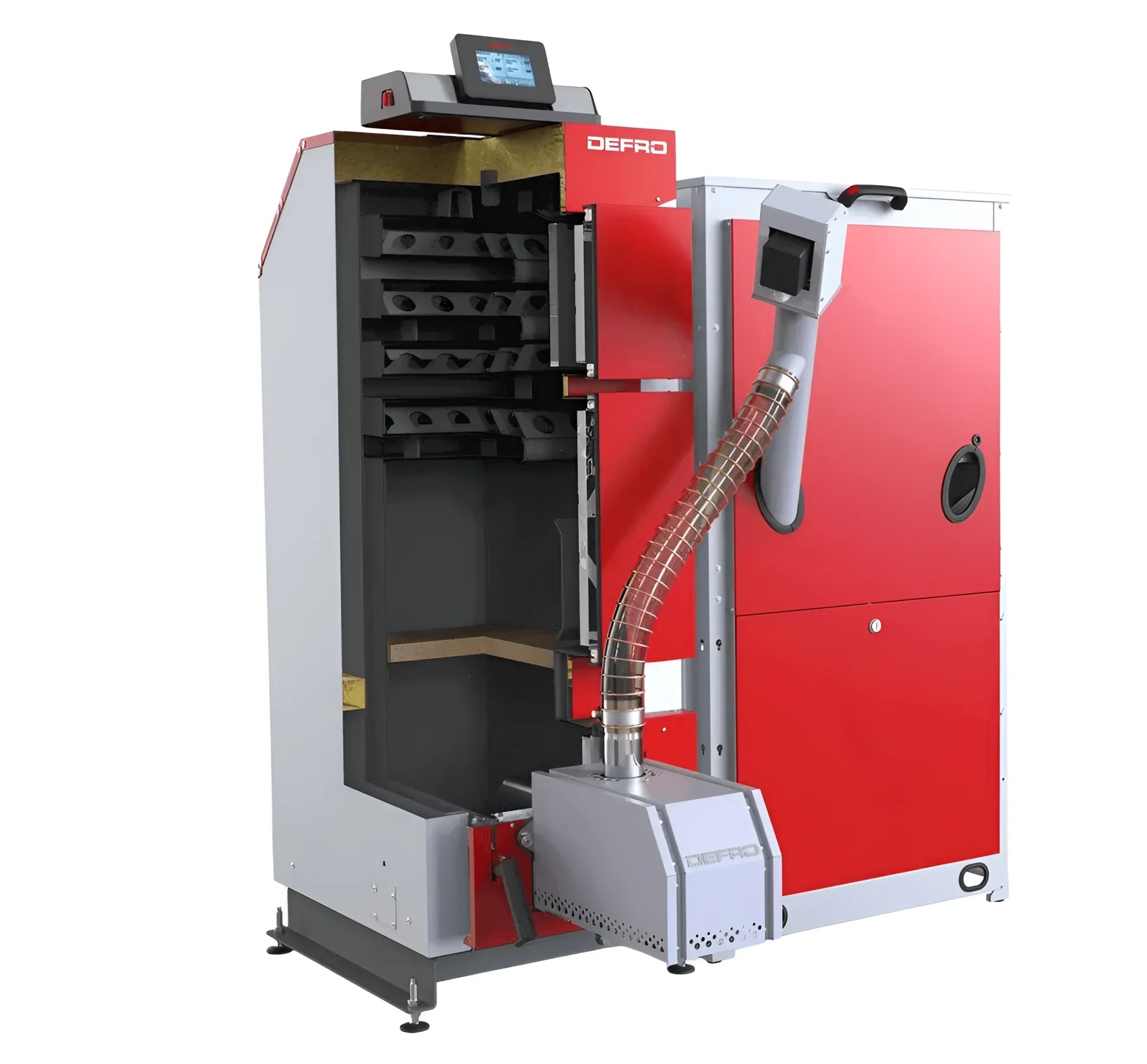 Defro Komfort Ekopell 14 kW Heizsystem 🔥 für Holz & Pellets, effiziente Technologie in modernem Design.