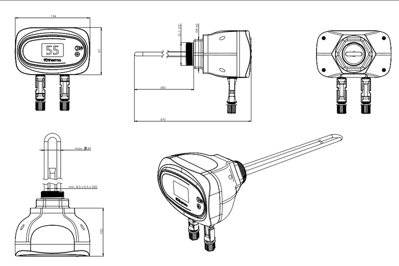 Solar-Heizstab fothermo ROD-1000 – 1.000 W mit Überschussausgang