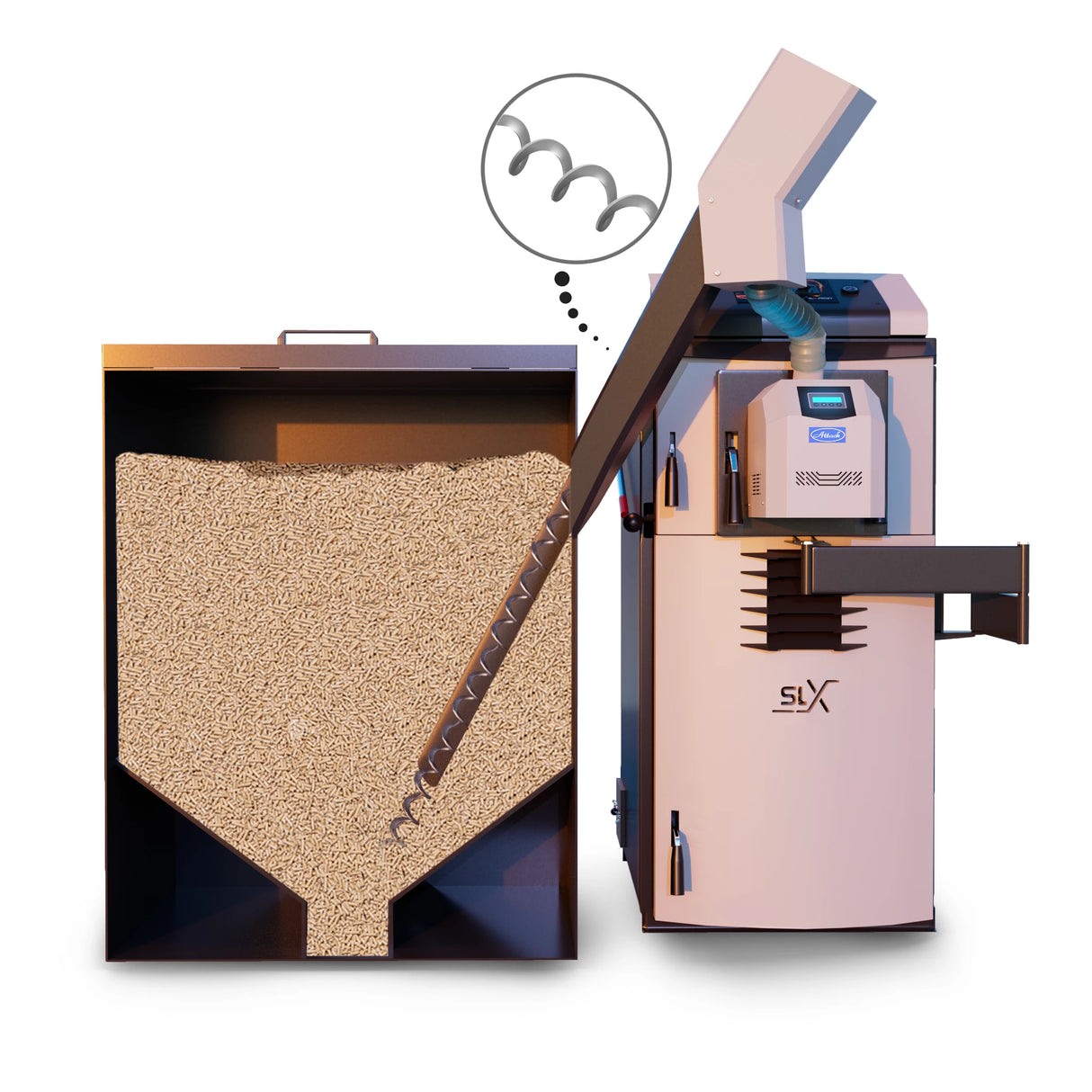 Λέβητας συνδυασμού Attack SLX 35 kW - ξύλο και πέλλετ - αποδοτικός & Πολύχρηστος