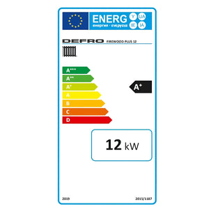 Energieeffizienzlabel für den Defro Firewood Plus 12 kW Scheitholzkessel