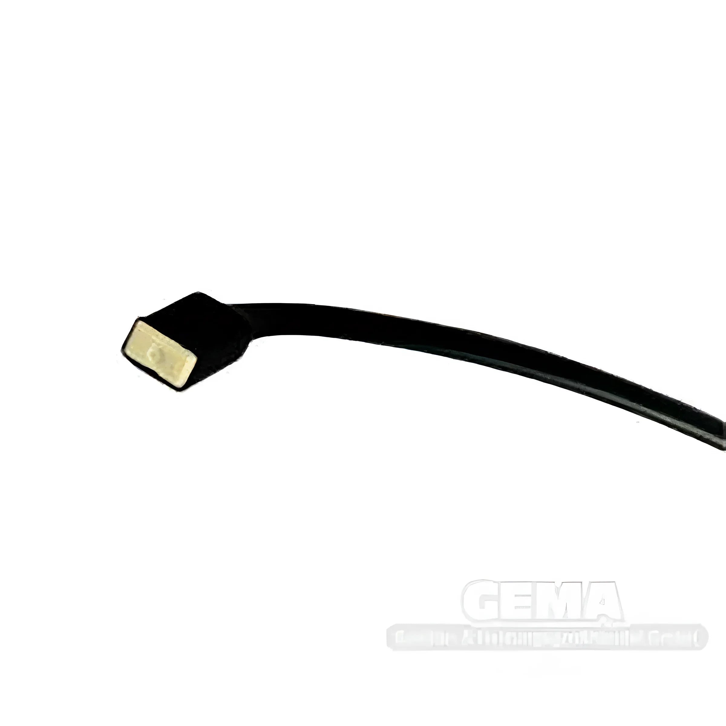 Schwarzes gebogenes Elektrokabel mit rechteckigem goldgestrecktem Anschluss für Irleh Plus