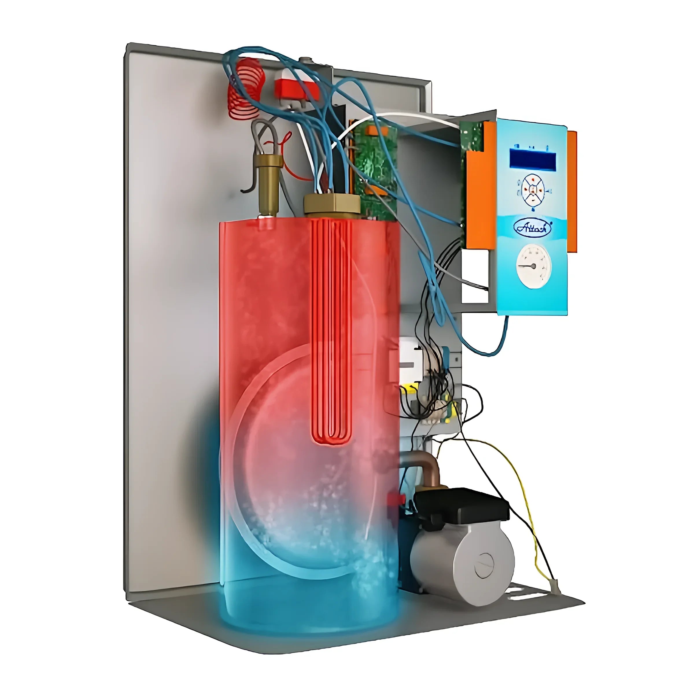 Visualisierung des ATTACK Elektrokessels mit LCD-Display und Heizkomponenten 🔥💧 umweltfreundliche Heizlösung