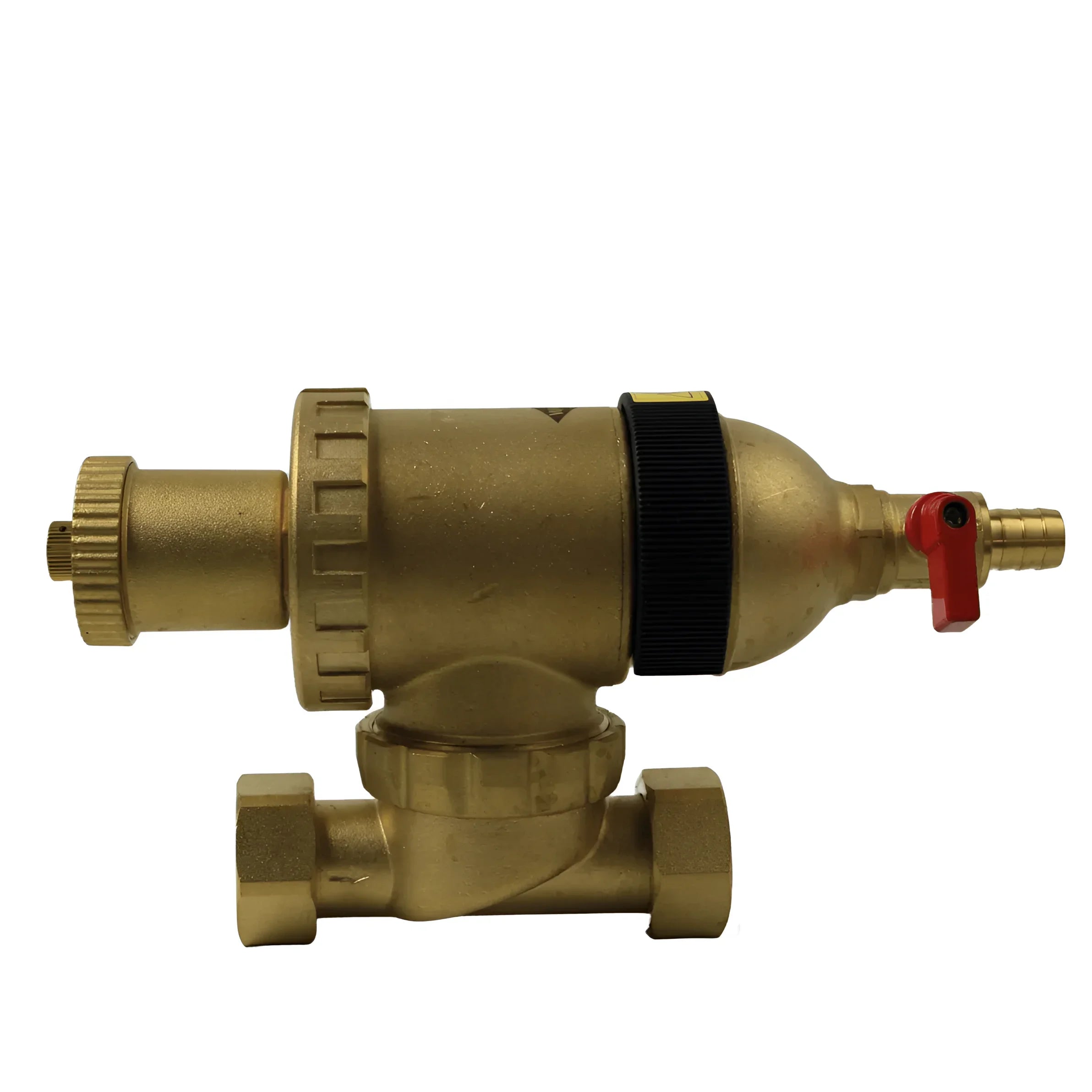 Brass plumbing component with red valve für Schlammabscheider DN 25, wita trap magnet-
