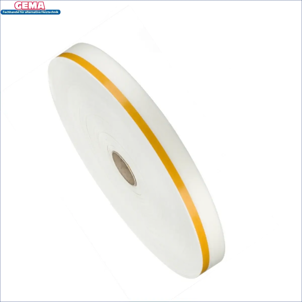 Selbstklebendes Dehnfugenband mit weißem Tape und gelbem Streifen, ideal für Boiler-Zubehör