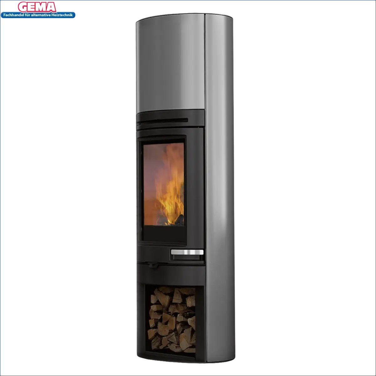 Modischer grauer Holzofen Edilkamin Tally S Evo 9,1 kW