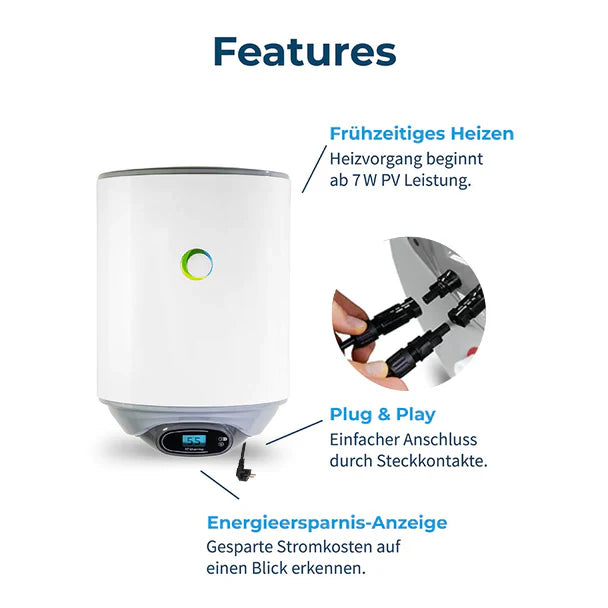 Solar-Hybridboiler fothermo PVB-80-AC – 80 Liter, 550 W PV / 1.500 W AC