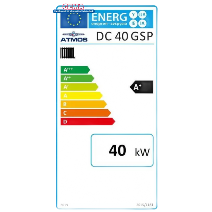 Energieeffizienzlabel für Kombikessel Atmos DC GSP mit A+ und 40 kW Leistung