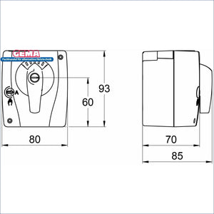 Bild eines LK 950 Stellmotors mit Dimensionen, ideal für Volt Mischerantrieb und 3-Punkt SPDT Boilers