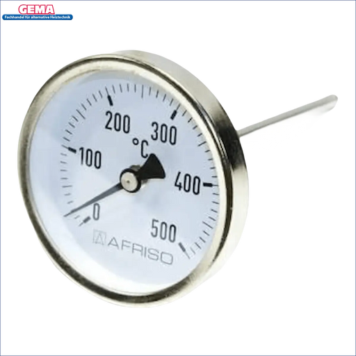 Rauchgasthermometer von Afriso, rundes Metallthermometer zur Temperaturmessung