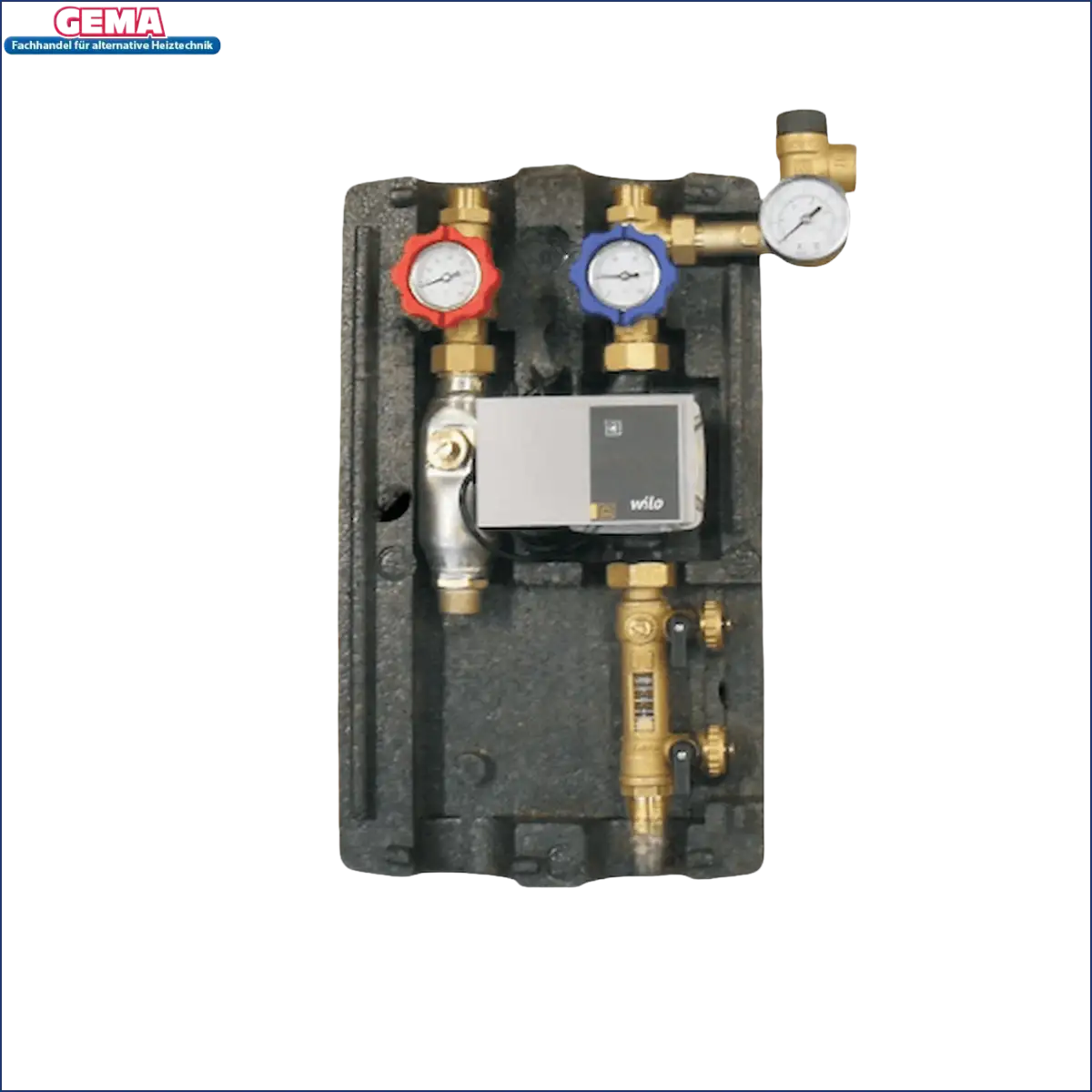 Hydronischer Heizkreisverteiler mit Pumpe und Manometern für Sunex Solarstation GPS Hydra PWM