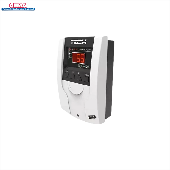 Weißer und schwarzer digitaler Thermostat im Produkt Temperaturdifferenzregler EU-21 CWU mit LED-Display