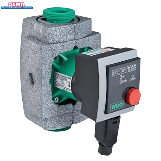 Isolierte grüne und graue Wasserumwälzpumpe Wilo Stratos Pico DN 25 bei 180 mm