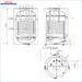 Diagramm eines 150L Warmwasserspeichers mit Wärmetauscher und Anschlüssen für Brauchwasser 🔥💧